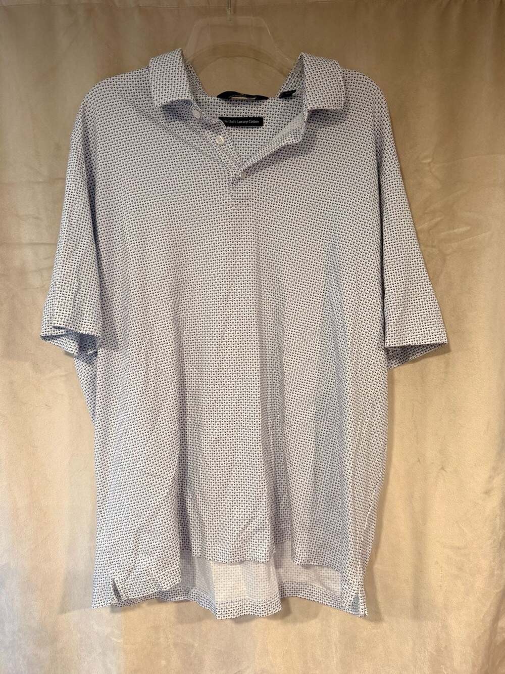 Hart Schaffner Marx Hartsoft Luxury Cotton Geometric Print Polo Shirt XXL